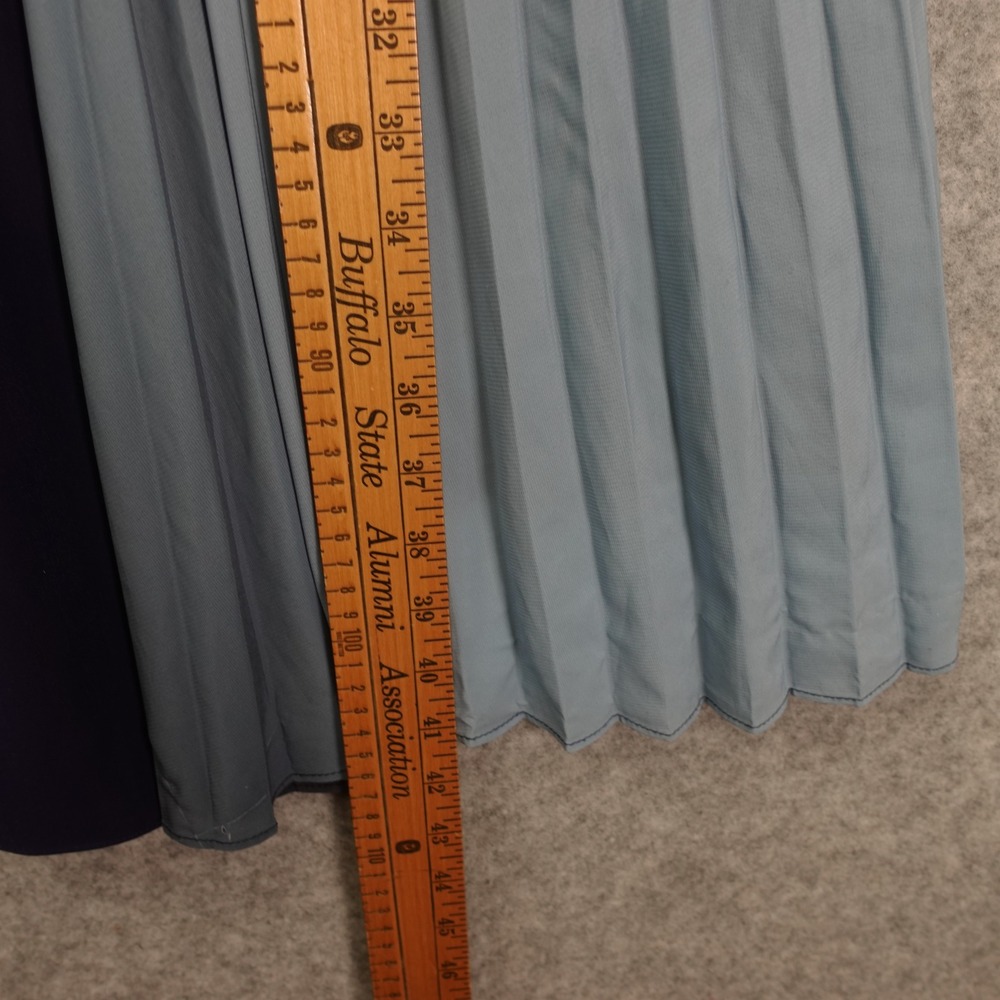 Navy Minimalist Colorblock Dress Womens M Blue Pleated Midi Elegant Career Mod - Picture 6 of 12
